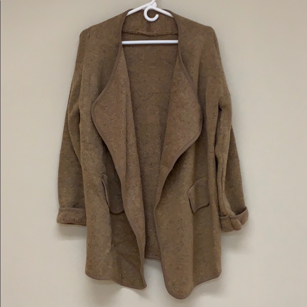 Long brown tweed jacket trench coat